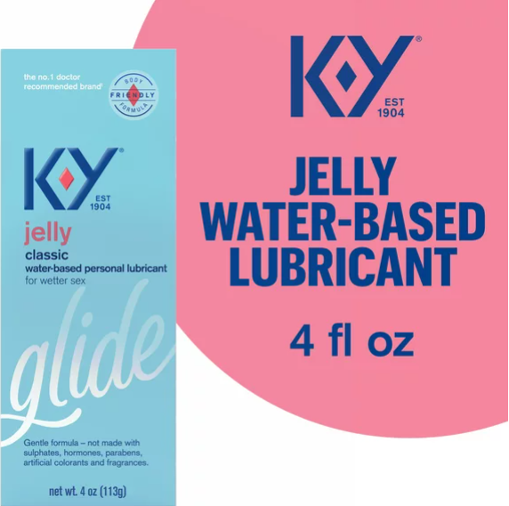 K-Y Jelly Lube, 個人潤滑劑，水基配方，可安全使用乳膠避孕套，適合男士、女士和情侶，4 液量盎司