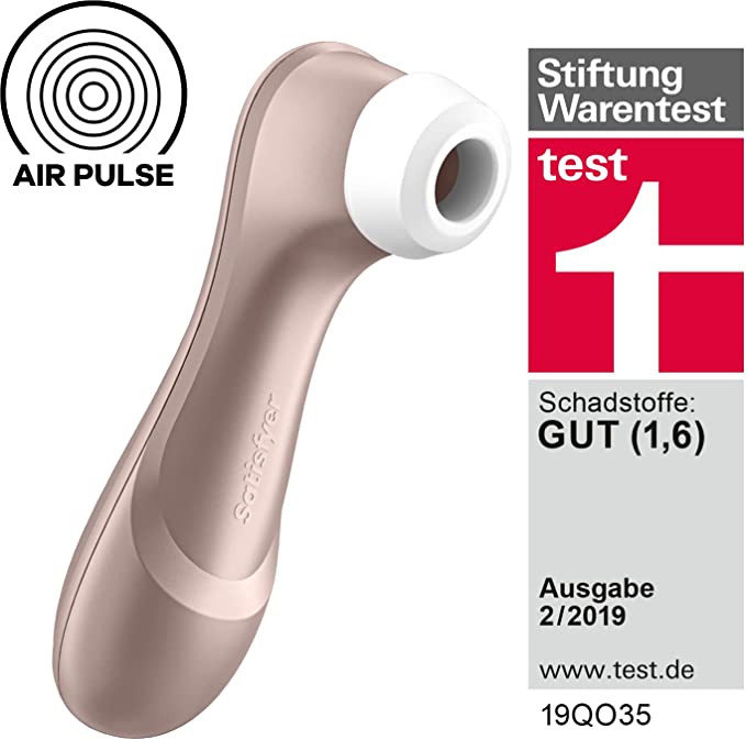 Satisfyer Pro 2 空气脉冲阴蒂刺激器 - 非接触式阴蒂吸吮压力波技术，防水，可充电（玫瑰金）(a)
